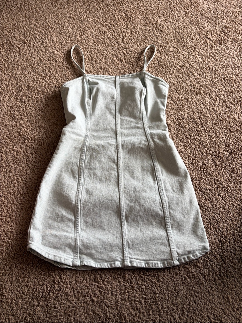 Zara Pale Denim Mini Dress with Spaghetti Straps